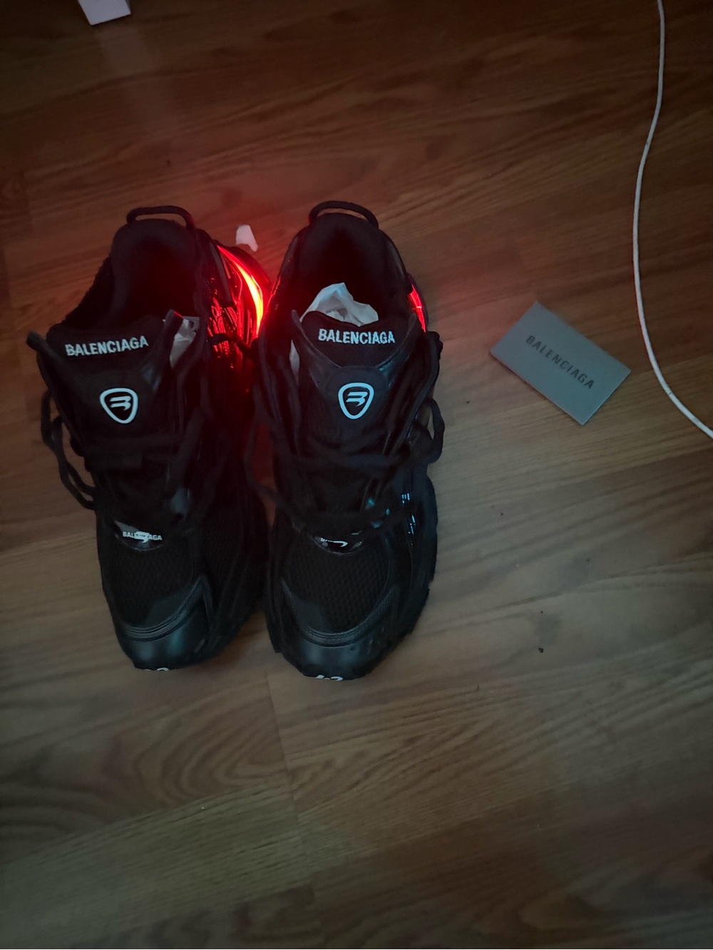 Balenciaga Black Triple S Sneakers with Red LED Accent